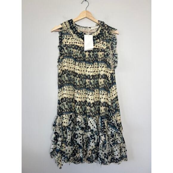 NWT Ulla Johnson Miri Abstract-Print Shift Silk Mini Dress Mariposa Size: 8 - Picture 2 of 8